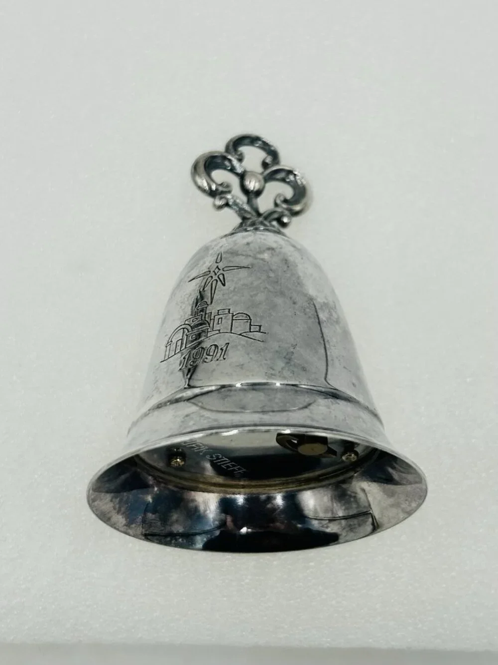 Vintage 1991 Kirk Stieff Silverplate Christmas Musical Bell Ornament First Noel